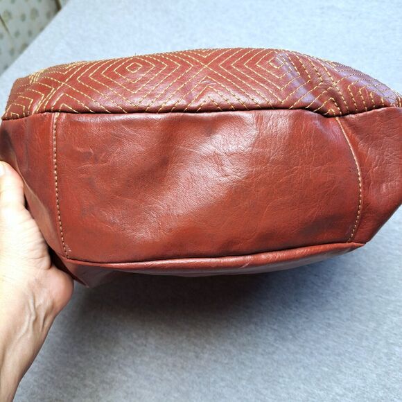 Liz & Co Purse Half Moon Bag Satchel Rosewood Vegan Leather Handbag boho hippie - Picture 6 of 15